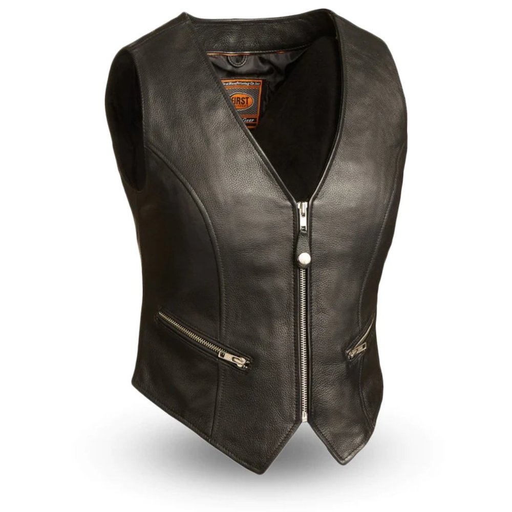 First Classics Montana Women's Motorcycle Leather Vest Size XS